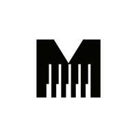 brief m musicus symbool, piano logo icoon vector sjabloon