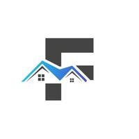 eerste brief f echt landgoed logo met huis gebouw dak voor investering en zakelijke bedrijf sjabloon vector