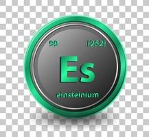 einsteinium scheikundig element. chemisch symbool met atoomnummer en atoommassa. vector