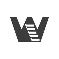eerste brief w trap logo. stap logo symbool alfabet gebaseerd vector sjabloon