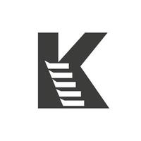 eerste brief k trap logo. stap logo symbool alfabet gebaseerd vector sjabloon