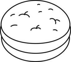whoopie belegd broodje heemst toetje icoon element illustratie lijn met wit gekleurde stijl vector