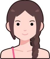 avatar gebruiker vrouw meisje persoon mensen schattig varkensstaart haar- vlak zwart schets vector