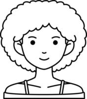 vrouw meisje avatar gebruiker persoon bob haar- zwart huid lijn met wit gekleurde vector