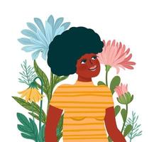vector geïsoleerd illustratie van schattig vrouw met bloemen. Internationale Dames s dag concept voor kaart, poster, folder en andere gebruik