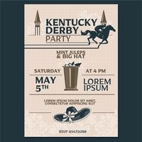 Kentucky derby Party Invitation Klassieke stijl met Geometroc-patroonachtergrond vector