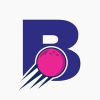 eerste brief b bowling logo concept met in beweging bowling bal icoon. bowling sport- logotype symbool vector sjabloon