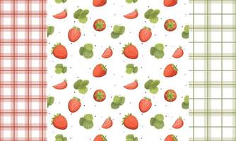 naadloos patroon met aardbei, naadloos patroon met aardbeien, vector reeks van aardbeien. zomer fruit verzameling. vers tuin fruit tekening, biologisch biologisch veganistisch producten