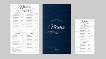 minimalistische restaurant menu, modern restaurant menu, bruiloft menu, elegant menu, restaurant menu, wijn lijst, drinken lijst vector
