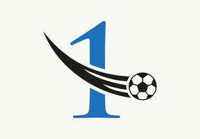 brief 1 voetbal Amerikaans voetbal logo. voetbal club symbool concept van Amerikaans voetbal team icoon vector
