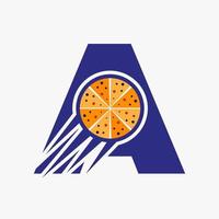 eerste brief een restaurant cafe logo met pizza concept vector sjabloon