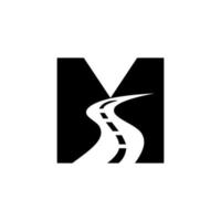 eerste brief m weg logo voor reizen en vervoer teken vector sjabloon