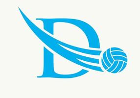 brief d volleybal logo ontwerp teken. volleybal sport- logotype symbool vector sjabloon