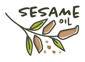 sesam olie, natuurlijk en biologisch ingrediënt etiket vector