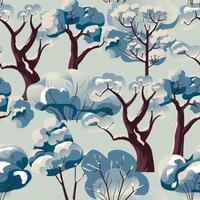 struiken bomen takken gedekt met sneeuw patroon vector