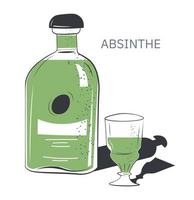absint alcoholisch drank in winkel of bar vector