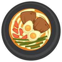 Engels ontbijt met gebakken eieren en spek Aan pan vector