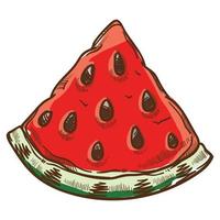 watermeloen plak met zaden, besnoeiing BES voor tussendoortje vector