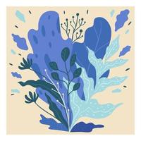 blauw gebladerte en takken met bladeren, decoratief flora vector