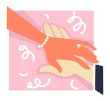 bruiloft ceremonie of verloving, dames hand- met ring vector