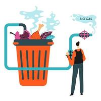 recycle huishouden verspilling naar bio gas, milieu zorg vector