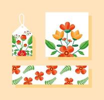 bewaar de datum bloemen bruiloft set vector