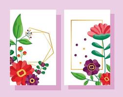 bewaar de datum bloemen bruiloft kaartenset vector