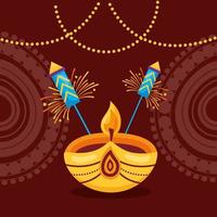 gelukkig diwali festival poster plat ontwerp vector