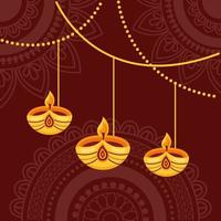 gelukkig diwali festival poster plat ontwerp vector