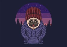 pug dog nacht vectorillustratie vector