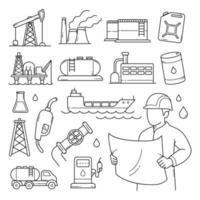 olie en gas- industrie tekening hand- getrokken vector illustratie