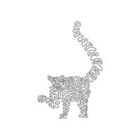 single gekruld een lijn tekening van aanbiddelijk lemur abstract kunst. doorlopend lijn trek grafisch ontwerp vector illustratie van knap lemur voor icoon, symbool, bedrijf logo, poster muur decor