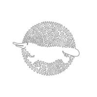 doorlopend een kromme lijn tekening van schattig vogelbekdier abstract kunst in cirkel. single lijn bewerkbare beroerte vector illustratie van hydrodynamisch lichaam voor logo, muur decor en poster afdrukken decoratie