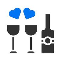wijn icoon solide blauw grijs stijl Valentijn illustratie vector element en symbool perfect.