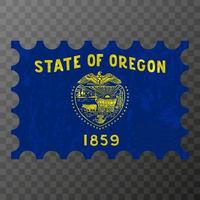 port postzegel met Oregon staat grunge vlag. vector illustratie.