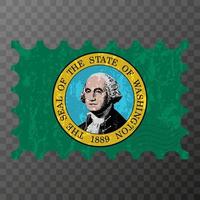 port postzegel met Washington staat grunge vlag. vector illustratie.