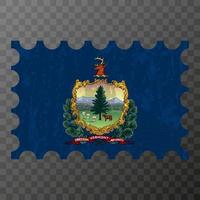 port postzegel met Vermont staat grunge vlag. vector illustratie.