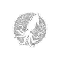 doorlopend een kromme lijn tekening van schattig inktvis abstract kunst in cirkel. single lijn bewerkbare beroerte vector illustratie van snel zwemmers dier voor logo, muur decor, poster afdrukken decoratie