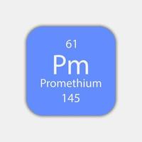 promethium symbool. scheikundig element van het periodiek systeem. vectorillustratie. vector