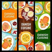 Deens keuken restaurant gerechten menu banners vector