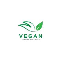 veganistisch logo vector. natuur groen illustratie met bladeren voor logo, sticker, en label. vector