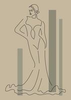 minimalistische illustratie met lineair vol vrouw lichaam. voor muur decoratie, ansichtkaart of brochure ontwerp. vector lijn kunst