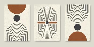 reeks van abstract meetkundig ontwerp poster met primitief vormen elementen, modern meetkundig stijl vector