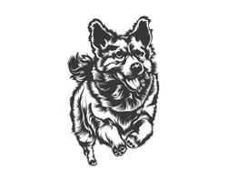 Cardigan corgi hond vector illustratie silhouet voor t-shirt, logo, badges Aan wit achtergrond