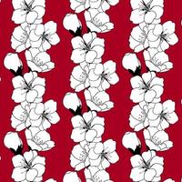 naadloos patroon van kers bloesem Aan donker rood achtergrond. sakura Japans bloem. schattig afdrukken bloemen patroon. vector illustratie