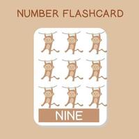 schattig aantal flashcards met dieren set. Engels tellen met dier thema. wiskunde poster voor peuter. vector illustratie.