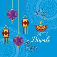 gelukkig diwali festival poster plat ontwerp vector