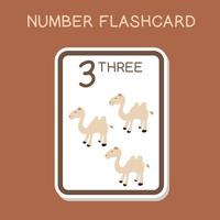 schattig aantal flashcards met dieren set. Engels tellen met dier thema. wiskunde poster voor peuter. vector illustratie.