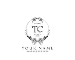 eerste tc schoonheid monogram en elegant logo ontwerp, handschrift logo van eerste handtekening, bruiloft, mode, bloemen en botanisch met creatief sjabloon. vector