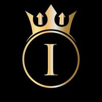 luxe brief ik kroon logo. kroon logo voor schoonheid, mode, ster, elegant teken vector
